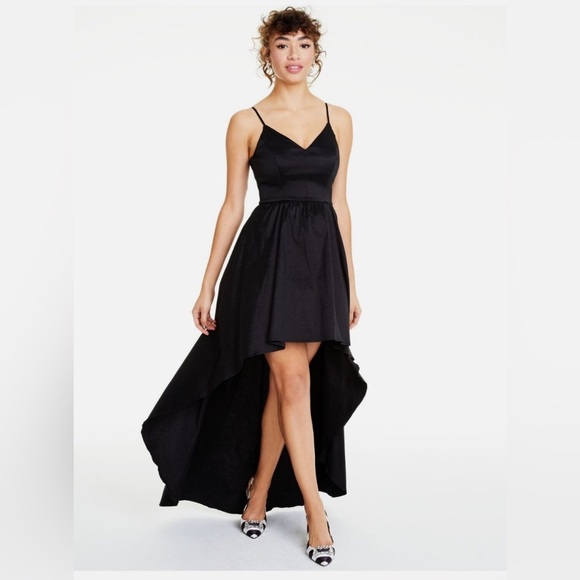B DARLIN Black Dress High-Low Asymmetrical Cocktail Party Sz 13 14 Gown 9 10 L M - Picture 1 of 7